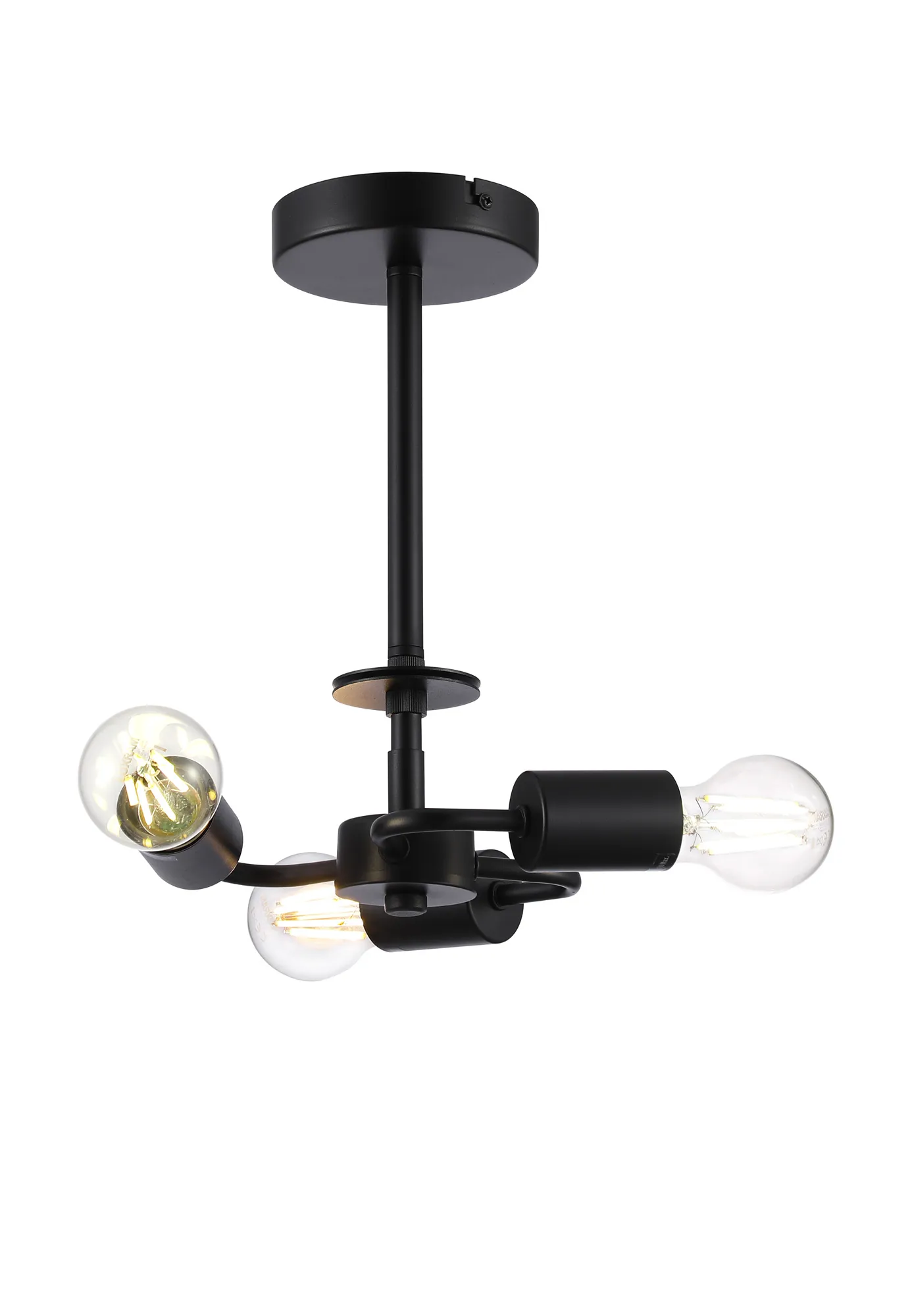 D0776  Baymont Semi Flush 3 Light Satin Black